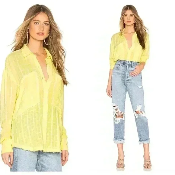Free People Loveland Solid Button Down‎ Size XS