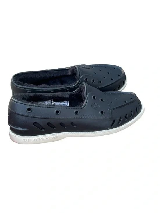 Sperry Men’s Faux Fur Lined, Rubber Boat Shoe, Black, Size 10, NWOB