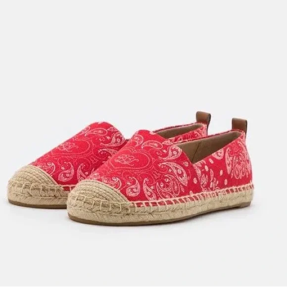 Ralph Lauren Cameryn III Bandana Print Canvas Espadrilles ~ Size 11 💛🍄