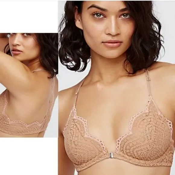 Free People Lace Bra w/ Underwire in nude/pink 32A NWT