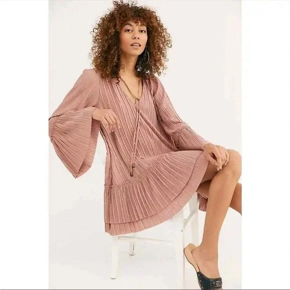 Free People Can’t Help It Clay Pink Mini Dress Medium