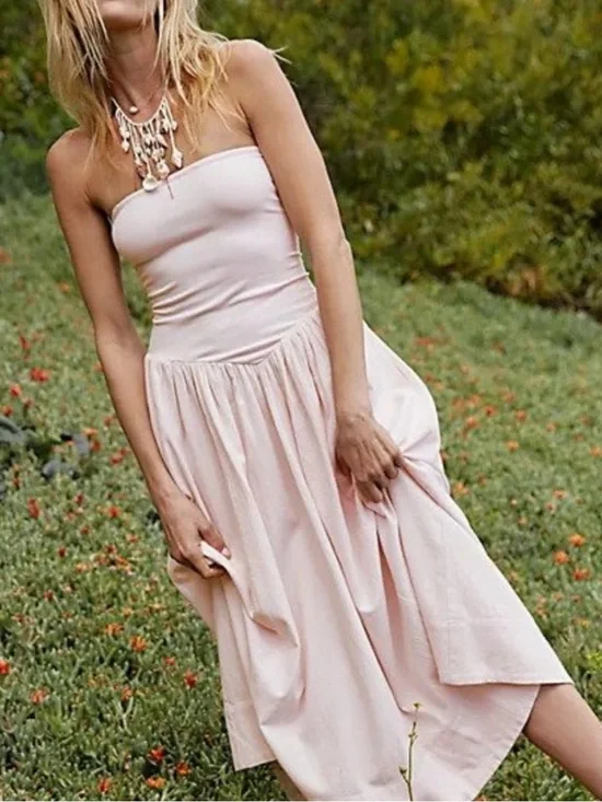 Free People Onda Tube Midi Dress in Pink Nectar