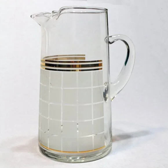 Bill Blass Mid Century Vintage Glass Pitcher