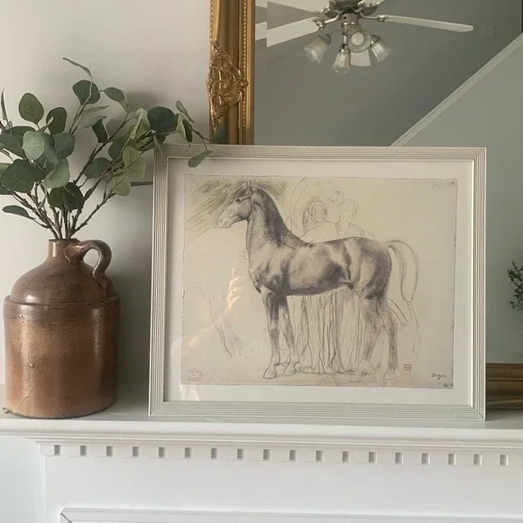 Edgar Degas exhibition poster - Study of a horse with figures vintage print‎