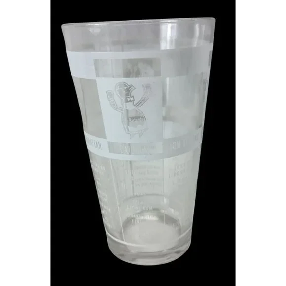 Mr.Bartender Federal Cocktail Mixer Shaker Glass W/Printed 7 Drink Recipes Vinta