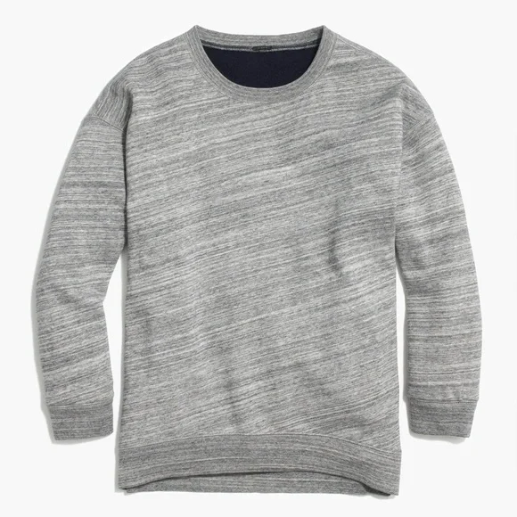 J.Crew Fleece-Lined Crewneck Sweatshirt in Heather Grey‎ Marble, Size XS