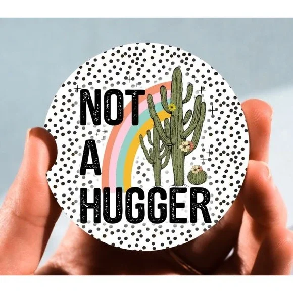 Set of 2 Car Coasters, Not A Hugger Car‎ Coaster, Neoprene Car Coaster