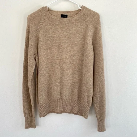 J. Crew Tan/ Beige 100% Lambswool Sweater Crew Neck