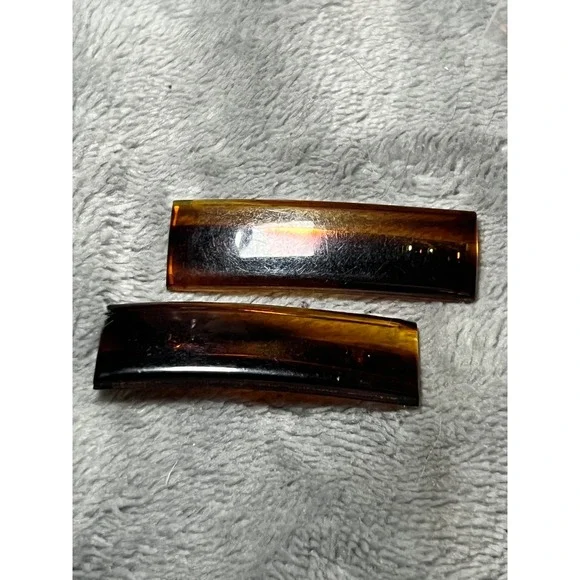 Vintage French Tortoise Barrettes Pair Faux Tortoise Hair Clips France Retro