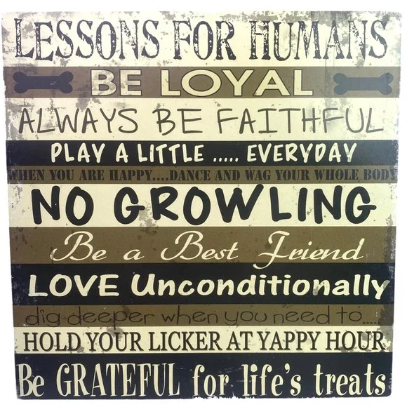 Lessons for Humans Wall Art Table Sign Dog Mom Spell Out‎ Home Decor