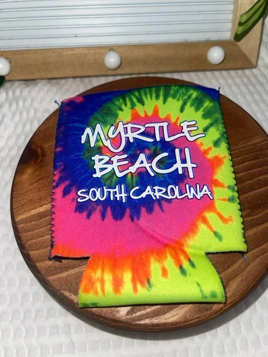 Myrtle Beach South Carolina Tie-Dye Can Koozie - Bright Multicolor