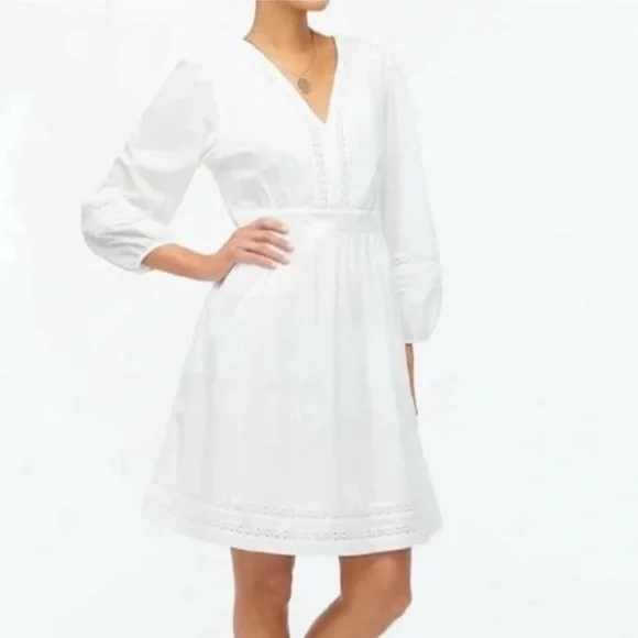 J.Crew V-neck Mini dress with Crochet trim