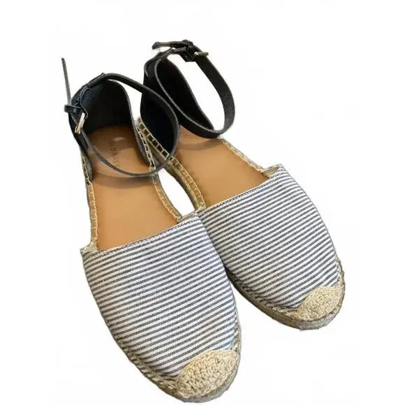 Old Navy Striped Espadrille Flats with Ankle Strap Size 10