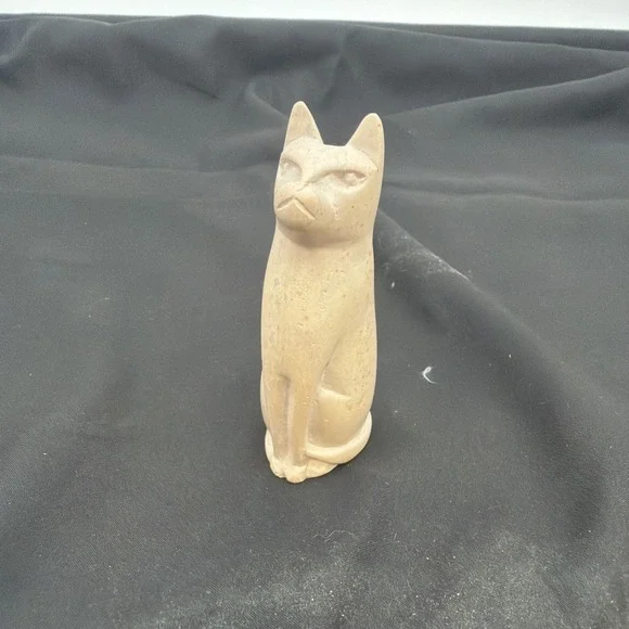 handmade soapstone cat figurine
