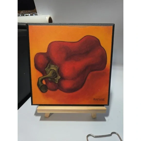 WILL RAFUSE Wood Wall Block Decor-Red Pepper 8X8‎