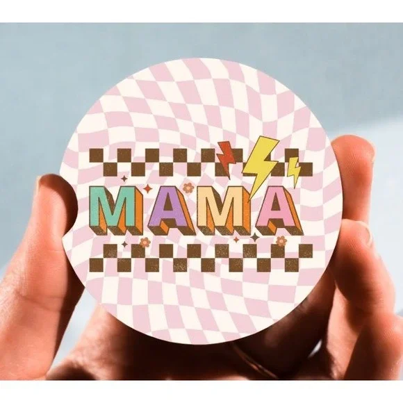 Set of 2 Car Coasters, Retro Mama Car‎ Coaster, Neoprene Car Coaster