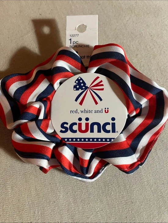 scunci Red White Navy Striped Patriotic Scrunchie