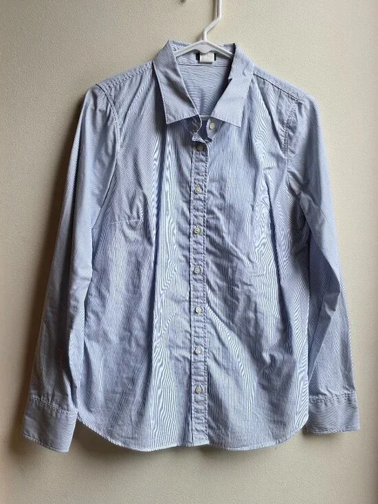 J. Crew Blue Pinstripe Button Down Shirt Size Small