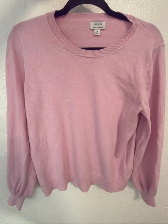 J. Crew Pastel Pink Crewneck Cashmere-Blend Sweater