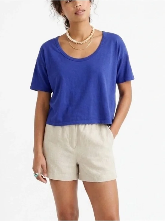 J.Crew Deep Violet Slub Cotton Scoopneck Tee Shirt S
