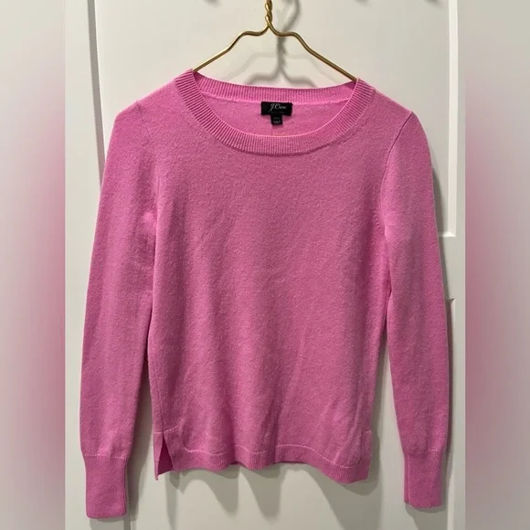 J. CREW  candy Pink  CASHMERE  slim  Fit Women's Sweater.  XXS preppy glam