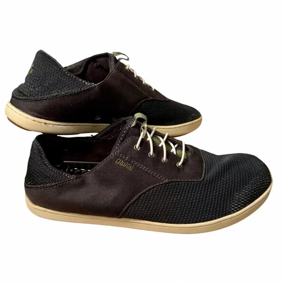 Olukai Nohea Moku Black Boat Shoes Men’s‎ 9.5