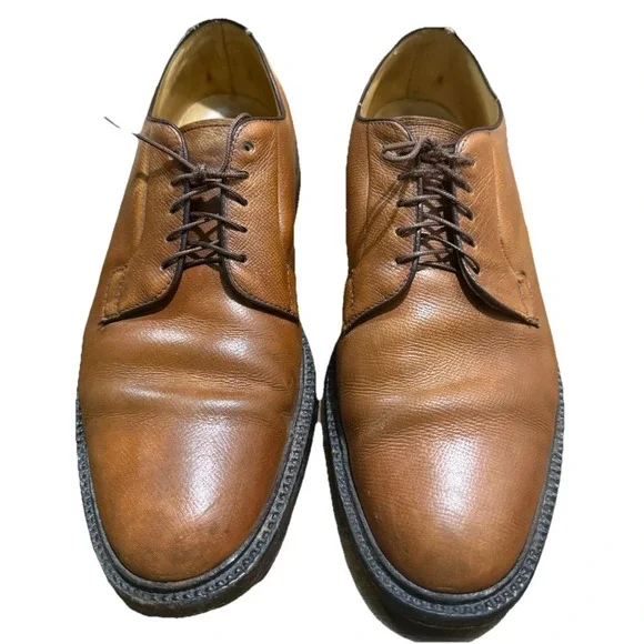 Nettleton Brown Calfskin Leather Plain Toe Blucher Dress Shoes‎ 9D/B Vintage