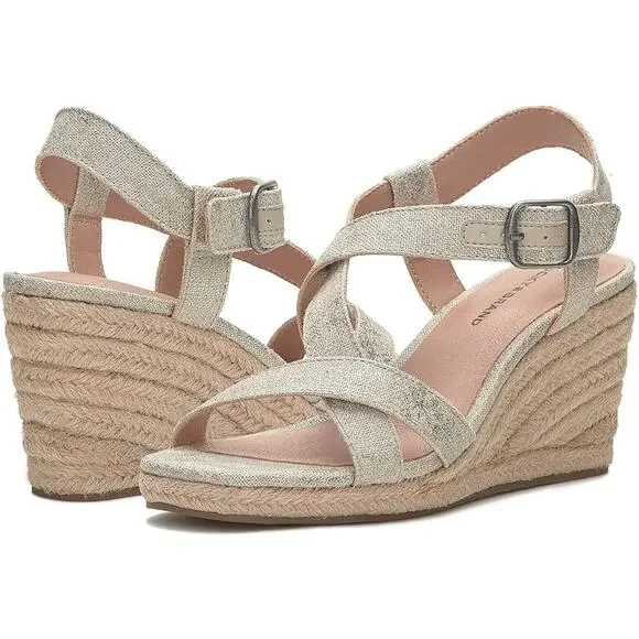 NEW Lucky Brand Mytila Espadrille Sandals Women's Size 10  M Wedge Natural Gold