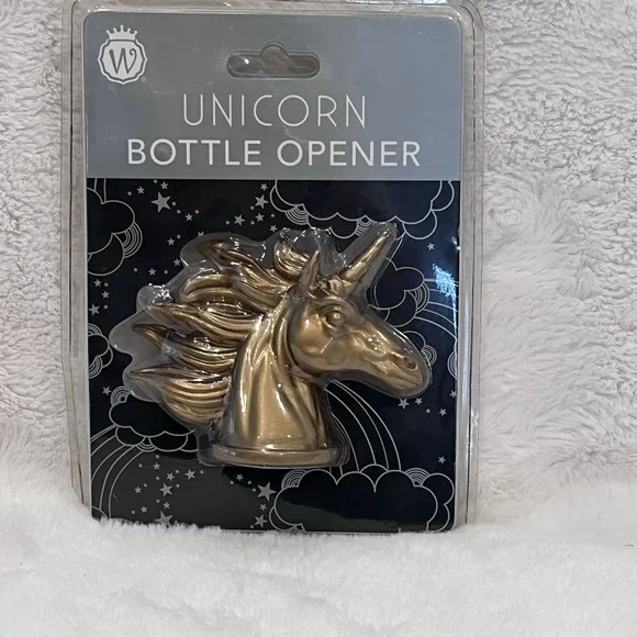 NEW Wild Eye Designs Unicorn Bottle Opener Barware Brass Color Gold‎ Universal
