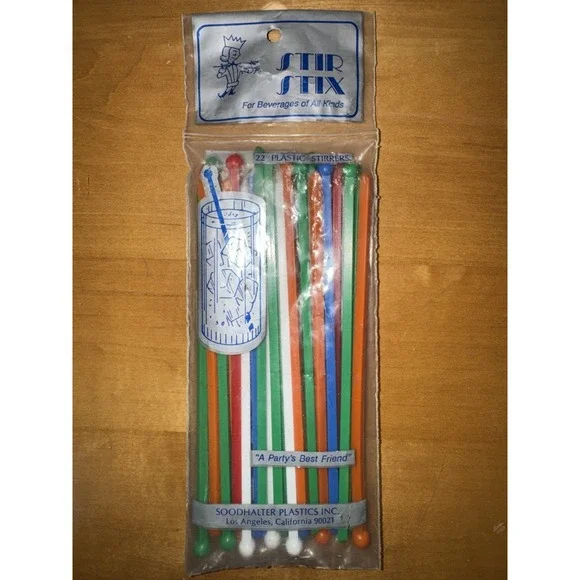 VINTAGE 1950s SOODHALTER 22 Stir Stix Cocktail Coffee Sticks Stirrers NOS Sealed