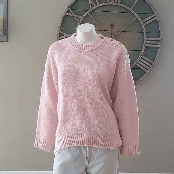J. Crew Button Shoulder Crew Neck Sweater