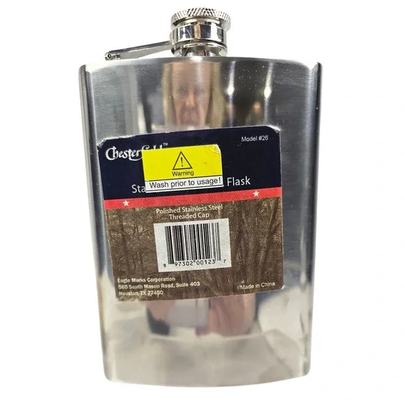 Chester Creek Polished Stainless Steel‎ 8 oz Hip Flask Model 26 Silver Twist Cap