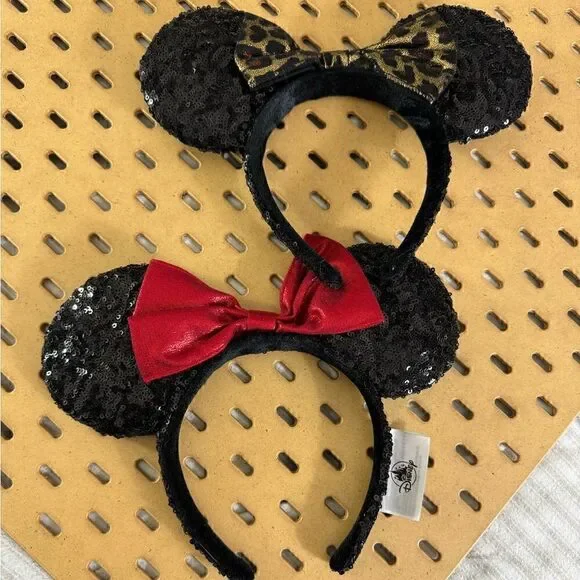 Disney‎ Parks sequin Classic Bow Minnie Mouse sets of 2 Hair HeadBands