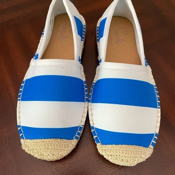 Sea Star Blue and White Striped Espadrilles girls size 3 beach ware