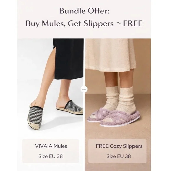 VIVAIA Round-Toe Espadrille‎ Mules | NWT - EU 38 / US 7-7.5 + FREE Slippers
