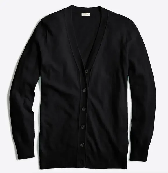 J. Crew Wool Blend V-neck Cardigan Sweater Black F4721 Size XS
