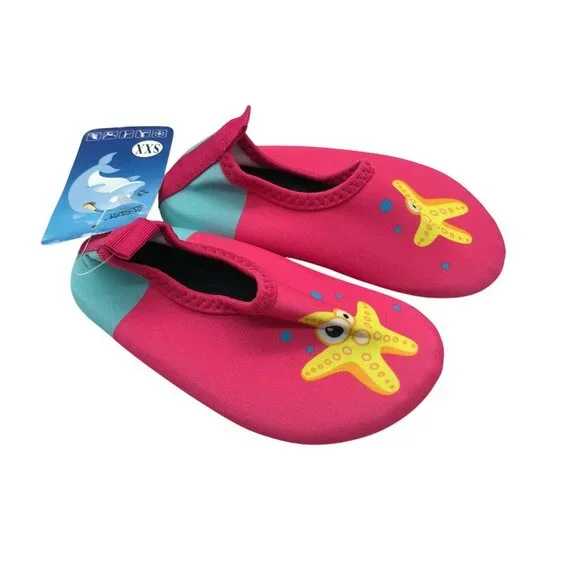 Toddler Girls Water Shoes Slip On Fabric Starfish Pink Blue 22/23 US 6/7