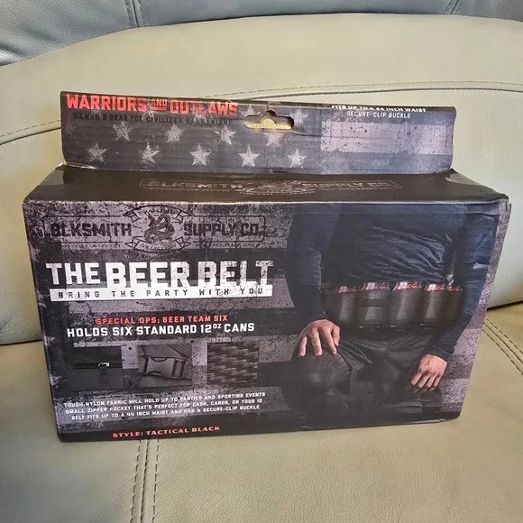 BLKSMITH‎ Supply Co The Beer Belt Tactical Black 6 Can Holder Adjustable Waist