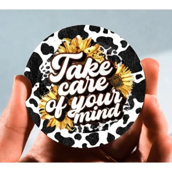 Set of 2 Car Coasters, Take Care Of Your Mind Car Coaster,‎ Neoprene Coaster