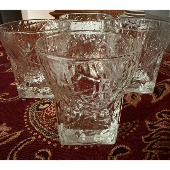 Authentic Vintage Indiana Glass: Crystal Ice Lowball Set -of -4