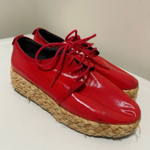 Calvin Klein Keri Espadrille Platform Shoe Red Size 7.5