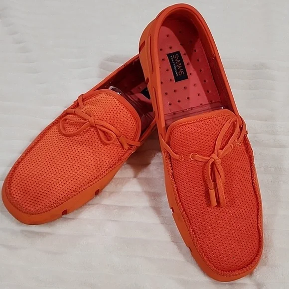 SWIMS Lace Loafers in Orange/White, Men's Size 11