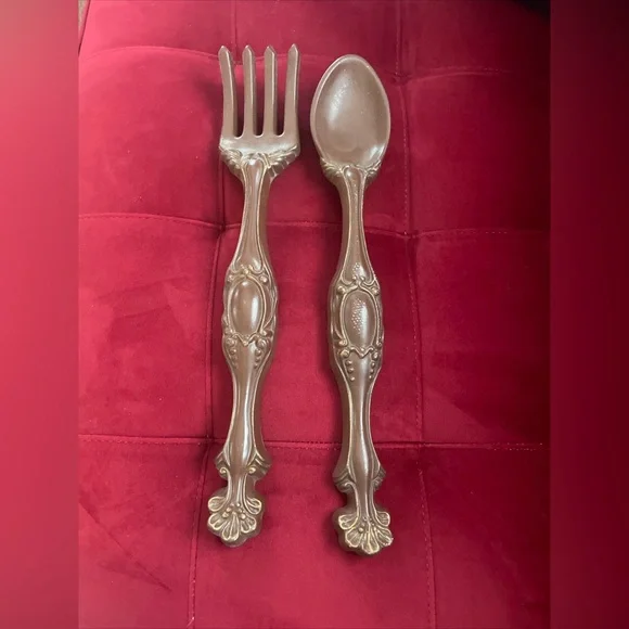 VINTAGE✨ 1974 Ceramic Fork And Spoon Wall Decor‎ 16in
