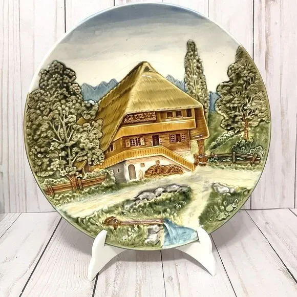 Cico Vintage Made In Germany Majolica German Alps Cottage Decorative Plate