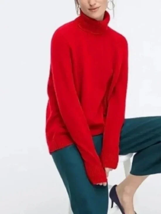 J. Crew Turtleneck Sweater in Supersoft Yarn Red Small #A3064
