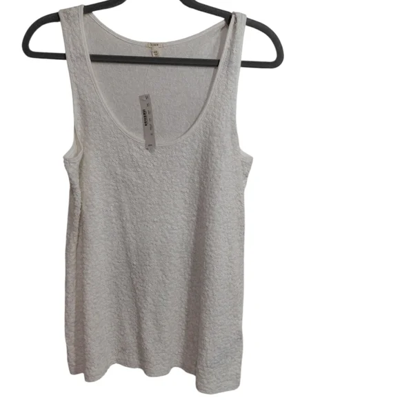 J. Crew White Textured Scoop Neck Tank