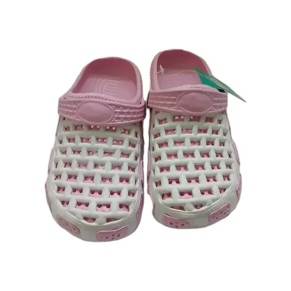 Morgan & Monroe Girls Pink White Clogs Sandals Size 35 (4 US) Garden Water Shoes