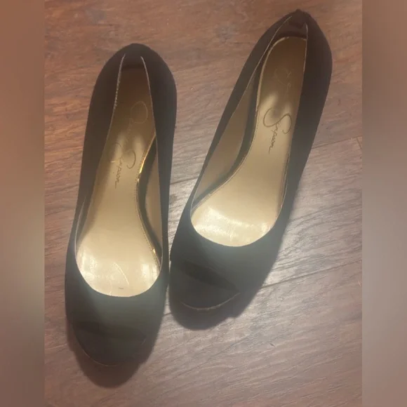 Jessica Simpson Black Espadrille and Wedges Open Toe Size 9.5 Barely Worn