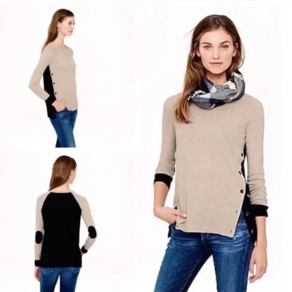 J. Crew Classic Crew Neck Sweater with Elbow Patches