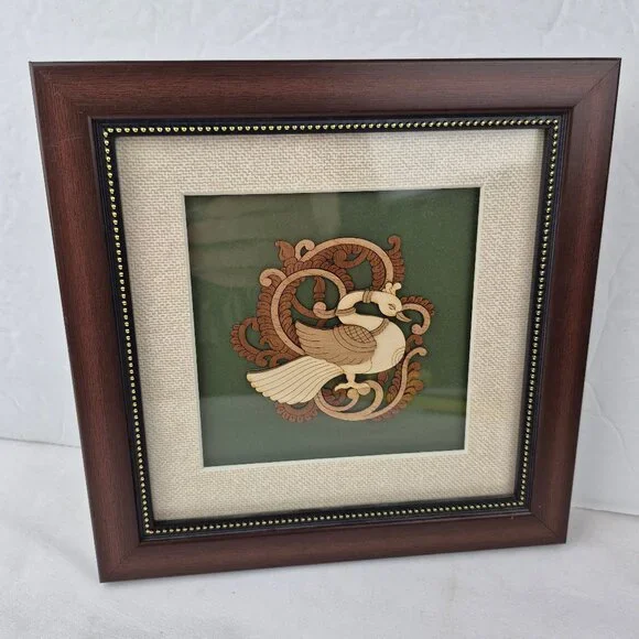 Mini Wooden Swan Laser Cut Framed Picture 8 x 8